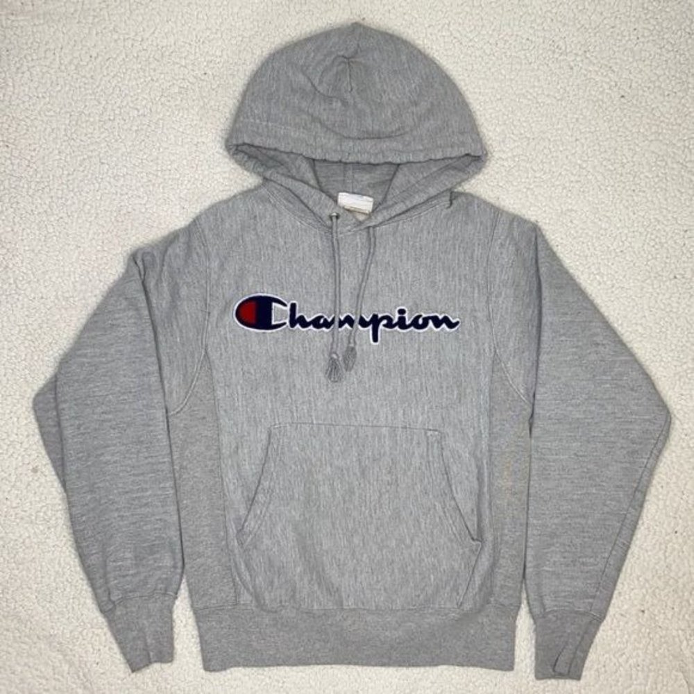 Champion Reverse Weave Grey Hoodie: Size Small